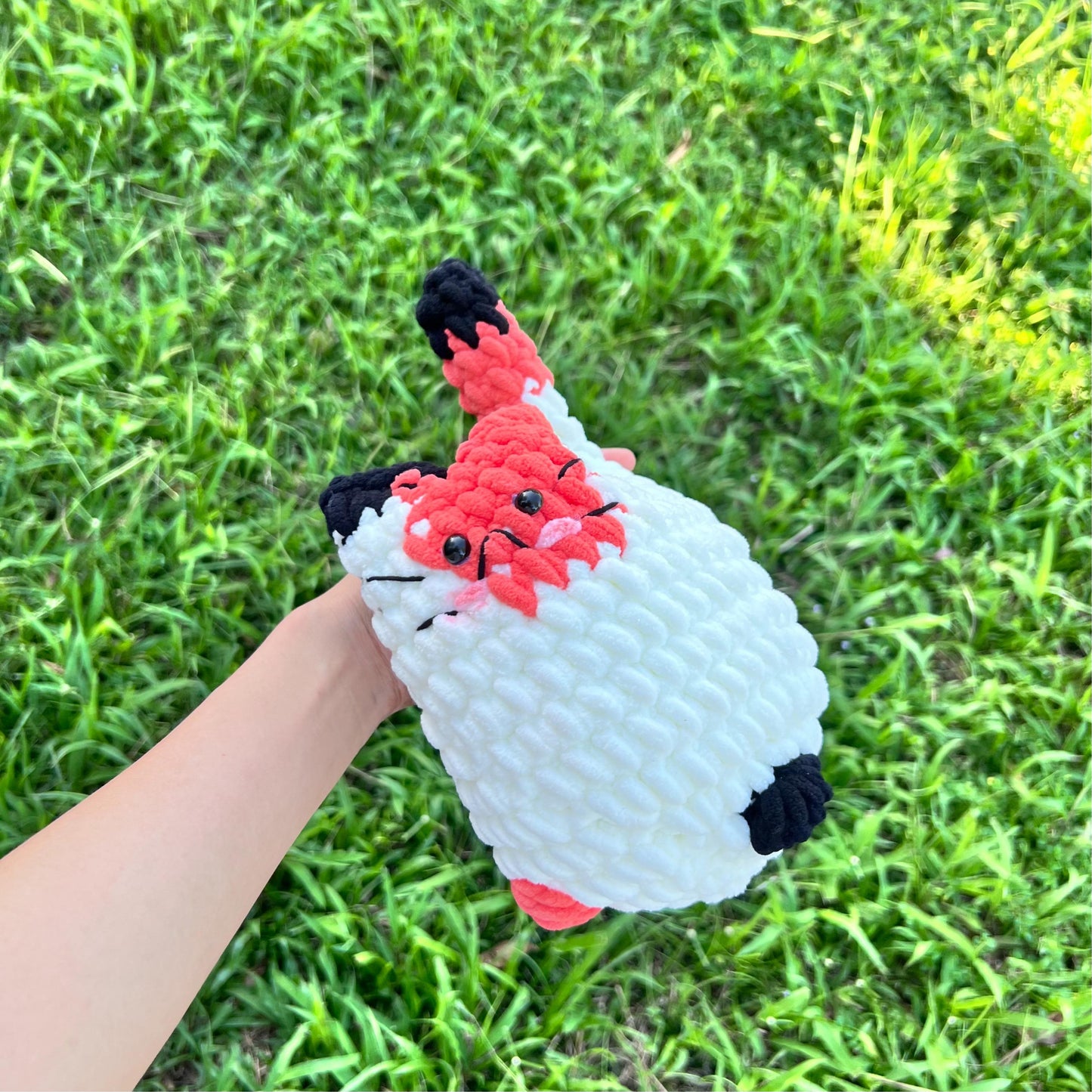 Woollypals Crochet Cat Plush Toy, Soft Chubby Kitty Stuffed Animal, Handmade, Features Smiling Eyes & Cute Features