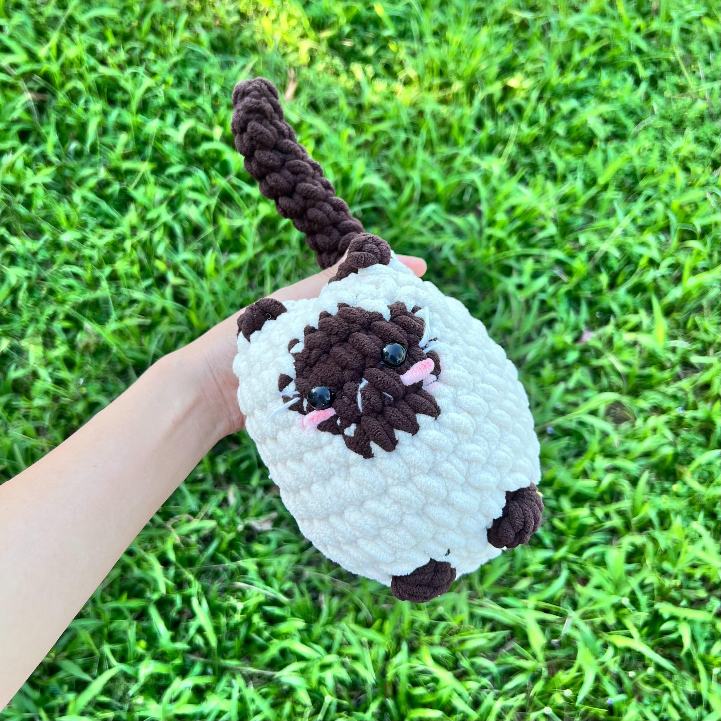 Woollypals Crochet Cat Plush Toy, Soft Chubby Kitty Stuffed Animal, Handmade, Features Smiling Eyes & Cute Features