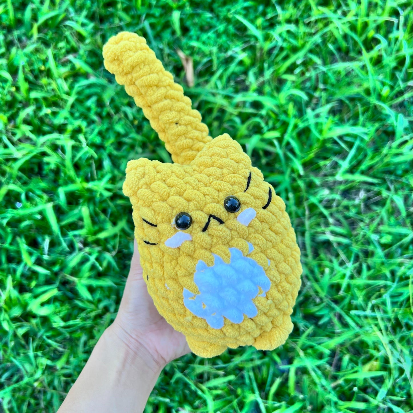 Woollypals Crochet Cat Plush Toy, Soft Chubby Kitty Stuffed Animal, Handmade, Features Smiling Eyes & Cute Features