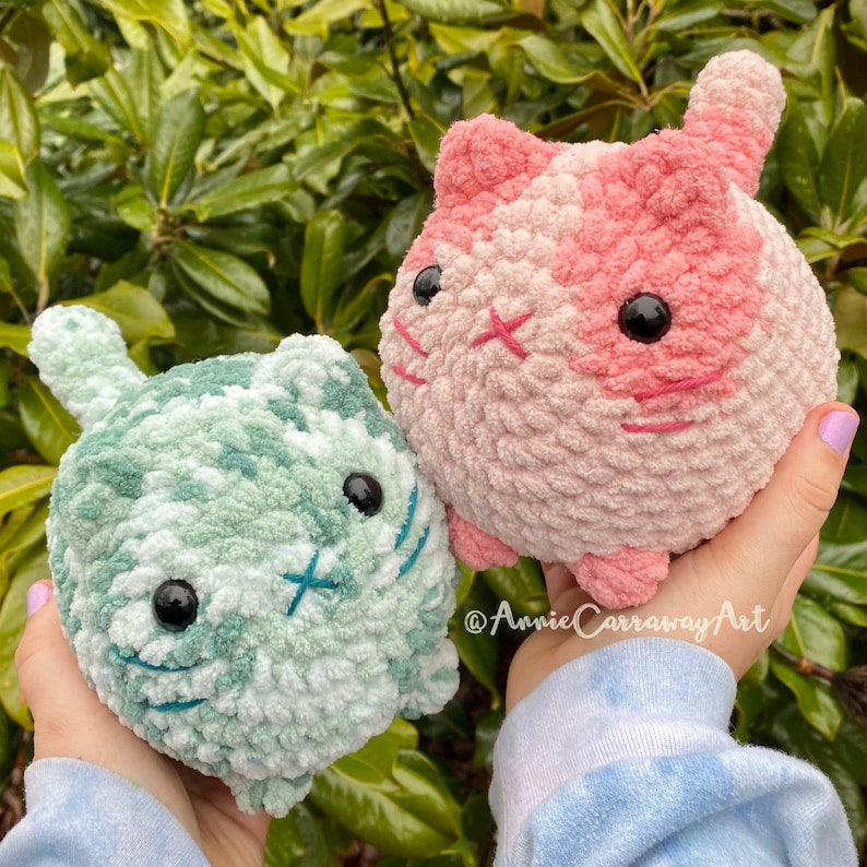 2 in 1 Crochet Pattern Cute Loaf Cat Plushies, Amigurumi Crochet Cat