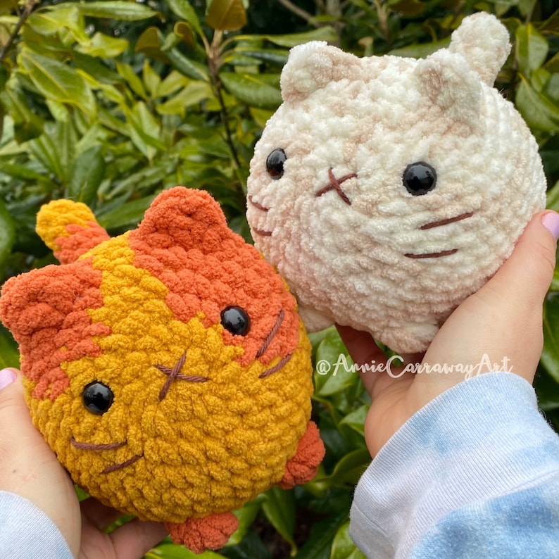 2 in 1 Crochet Pattern Cute Loaf Cat Plushies, Amigurumi Crochet Cat