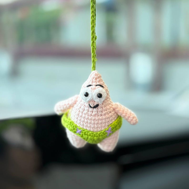 Crochet Patrick Star Car Hanger