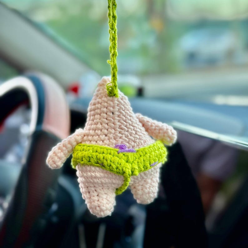 Crochet Patrick Star Car Hanger