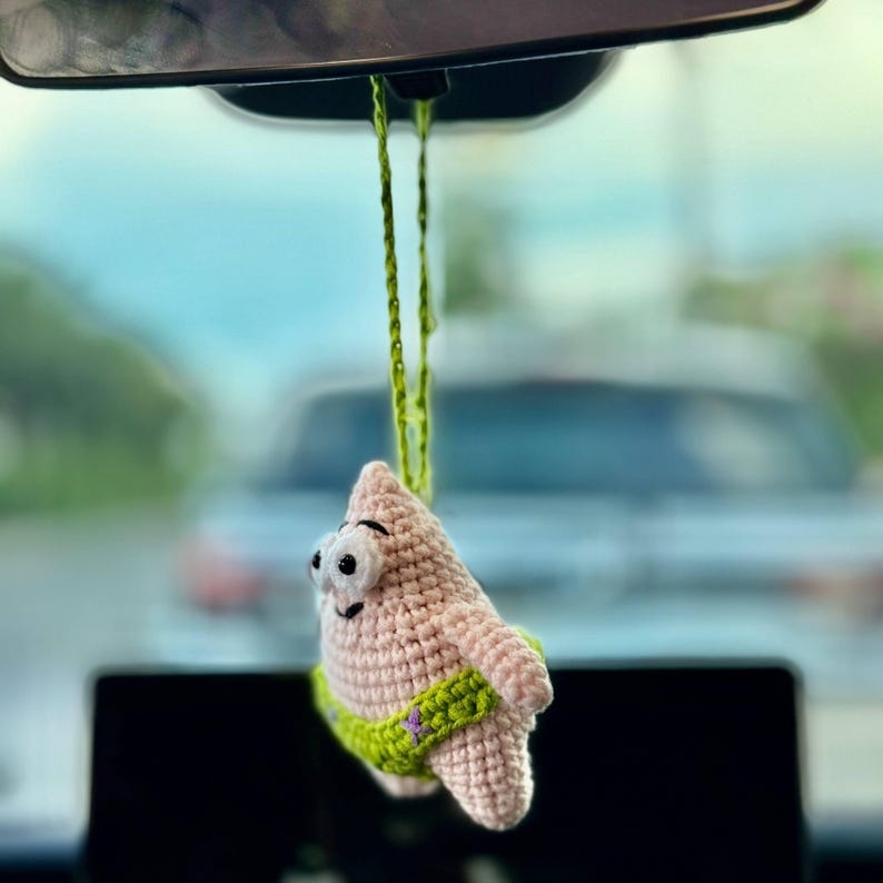 Crochet Patrick Star Car Hanger