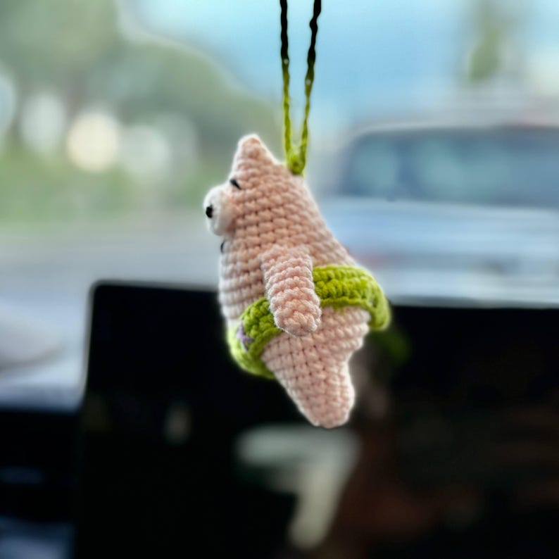 Crochet Patrick Star Car Hanger