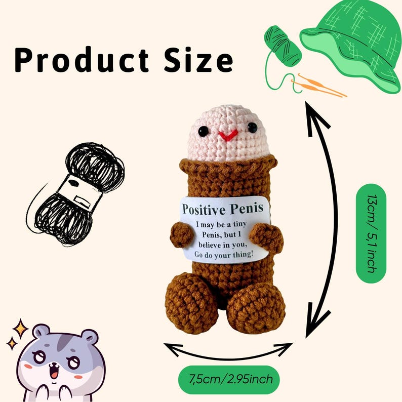 Funny Crochet Penis Support Positive Doll