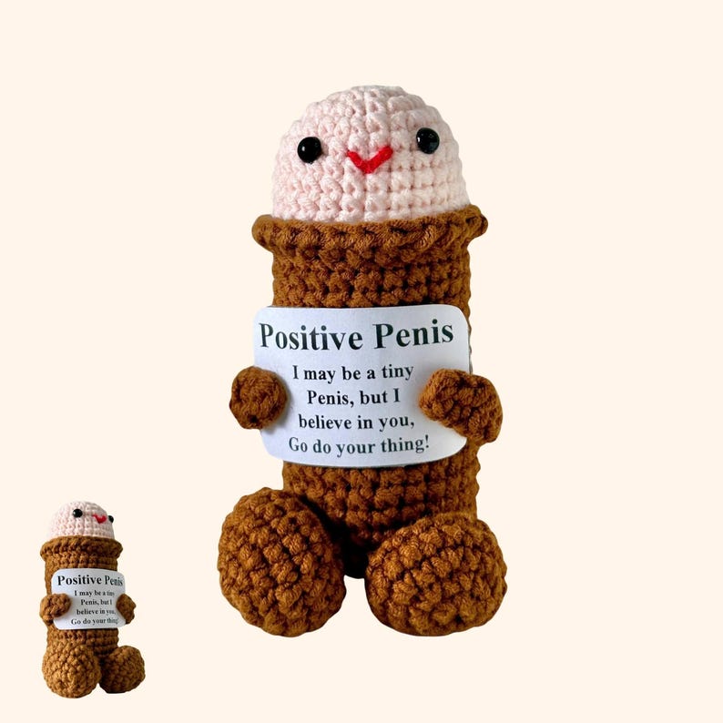 Funny Crochet Penis Support Positive Doll
