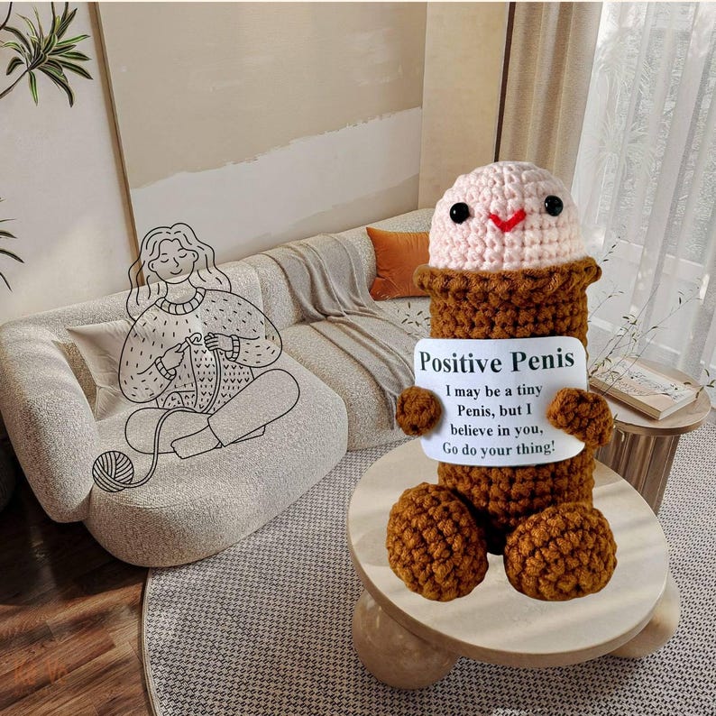 Funny Crochet Penis Support Positive Doll