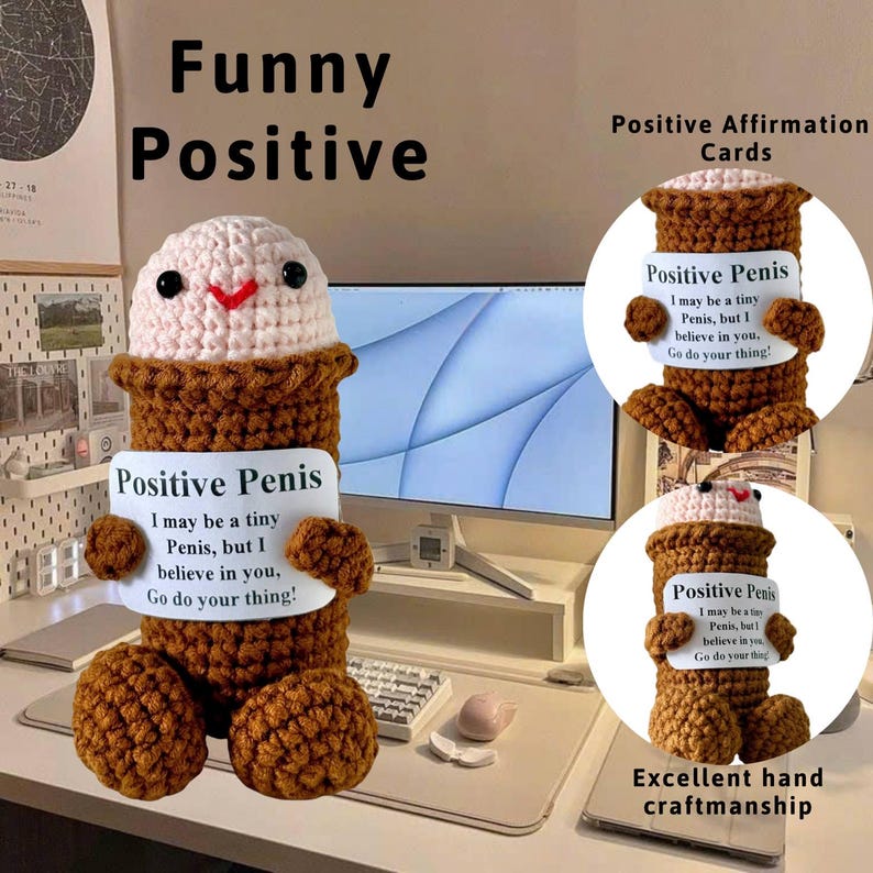 Funny Crochet Penis Support Positive Doll