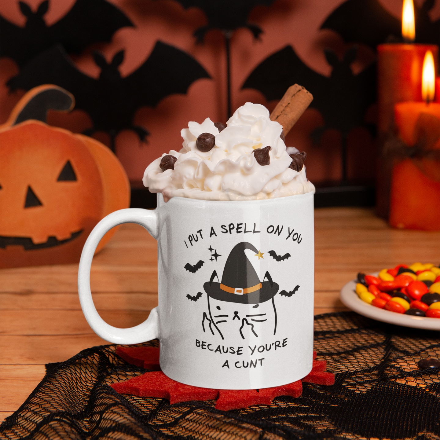 I Put A Spell On You Mean Kitty Halloween Mug