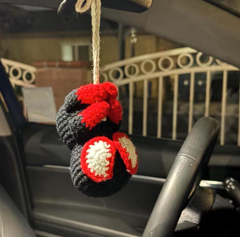 Handmade Crochet Spiderman Car Hanging