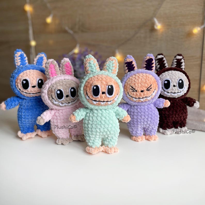Smiling Bunny CROCHET PATTERN, Amigurumi Labubu Fan Art Plushies