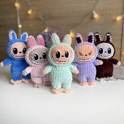 Smiling Bunny CROCHET PATTERN, Amigurumi Labubu Fan Art Plushies