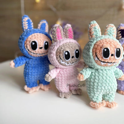 Smiling Bunny CROCHET PATTERN, Amigurumi Labubu Fan Art Plushies