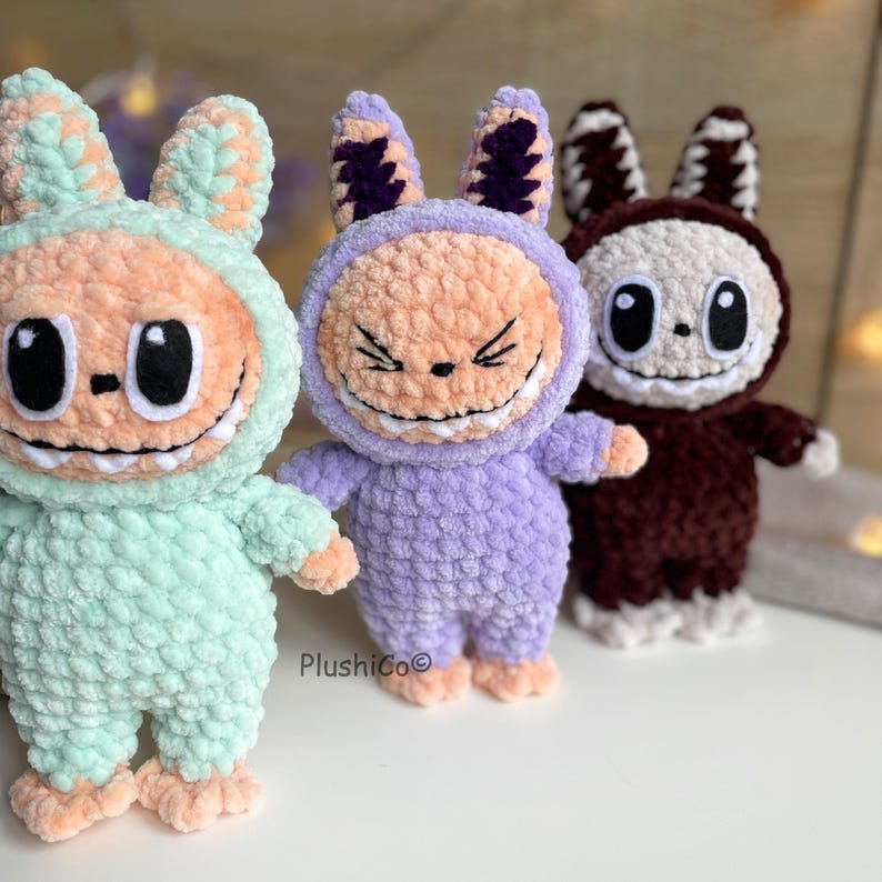 Smiling Bunny CROCHET PATTERN, Amigurumi Labubu Fan Art Plushies