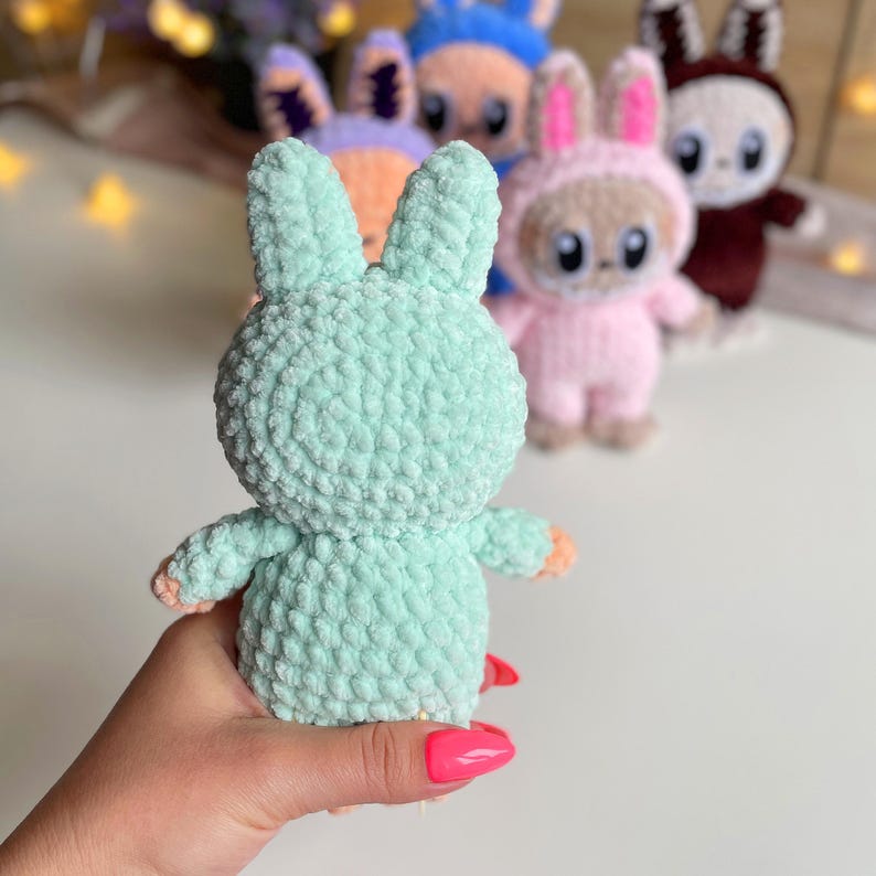 Smiling Bunny CROCHET PATTERN, Amigurumi Labubu Fan Art Plushies