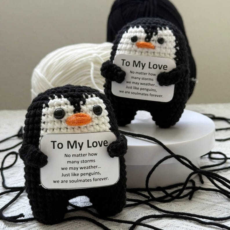 Positive Crochet Penguin Gift for Him Her