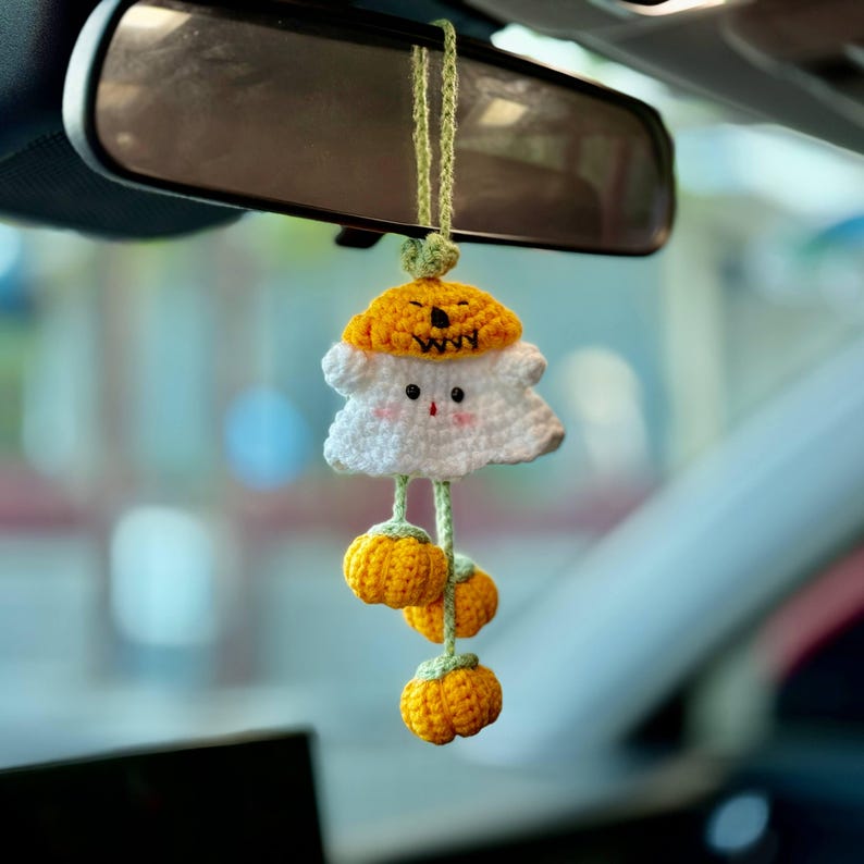 Crochet Boo Ghost Pumpkin Car Hanger