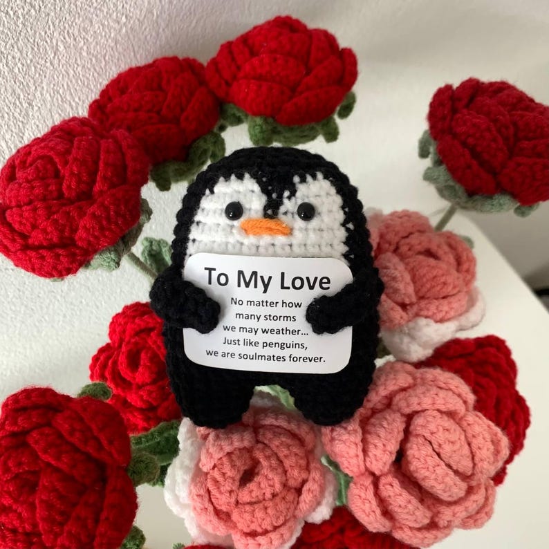 Positive Crochet Penguin Gift for Him Her