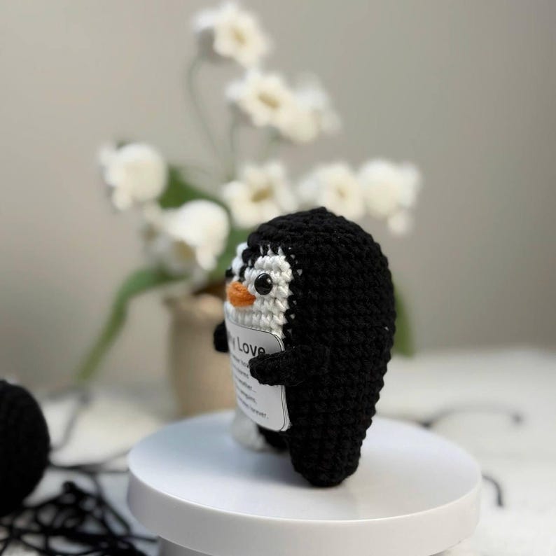 Positive Crochet Penguin Gift for Him Her
