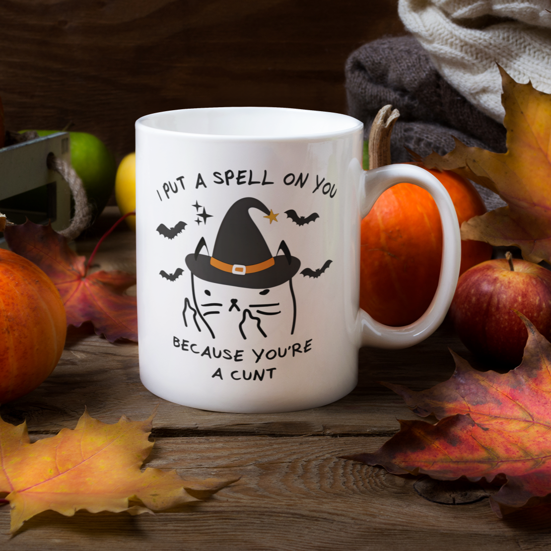 I Put A Spell On You Mean Kitty Halloween Mug