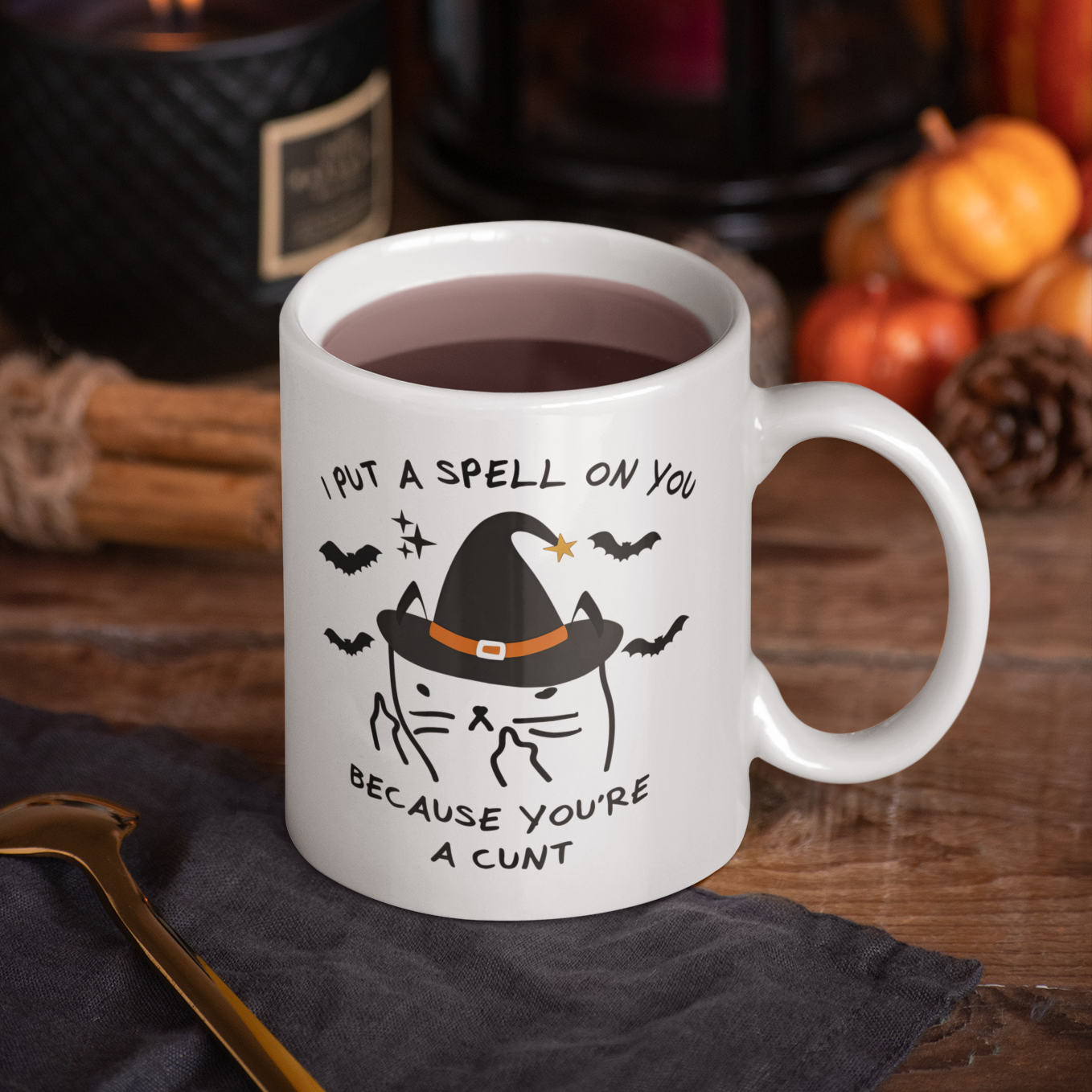 I Put A Spell On You Mean Kitty Halloween Mug